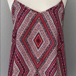 Hollister Co Bohemian Aztec Red, Pink, Blue Print Sleeveless Tank Size XS